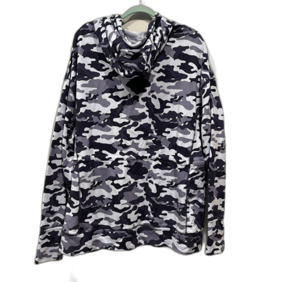 Fabletics Jacket Leah Oversized Camo Hoodie Cinch Waist Blue Women sz XXL - Picture 9 of 9